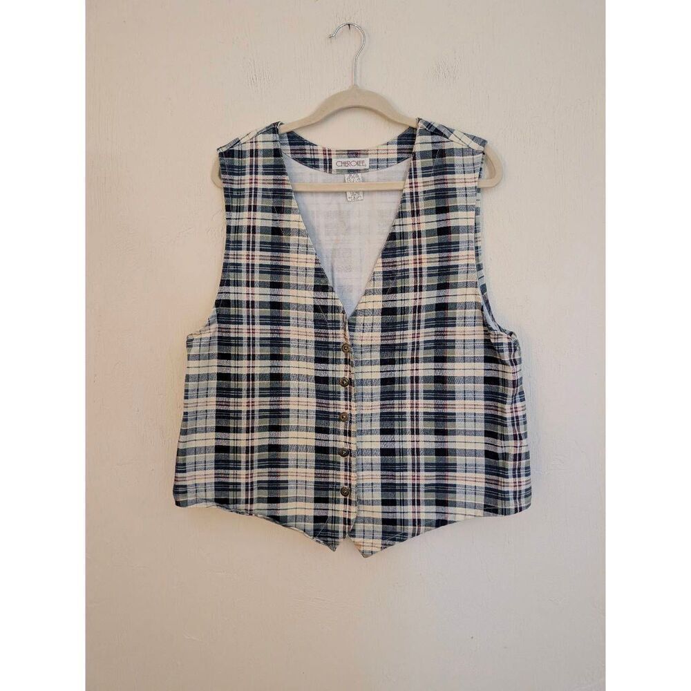 Vintage Cherokee Plaid Vest 90s